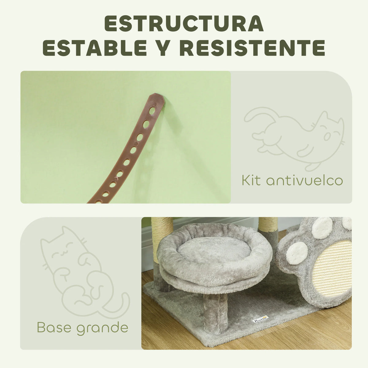 Arbre à Chat Gris Griffoir Forme Patte 48x40x110cm - Pato