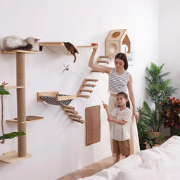 Arbre a chat mural en bois escalier Strada
