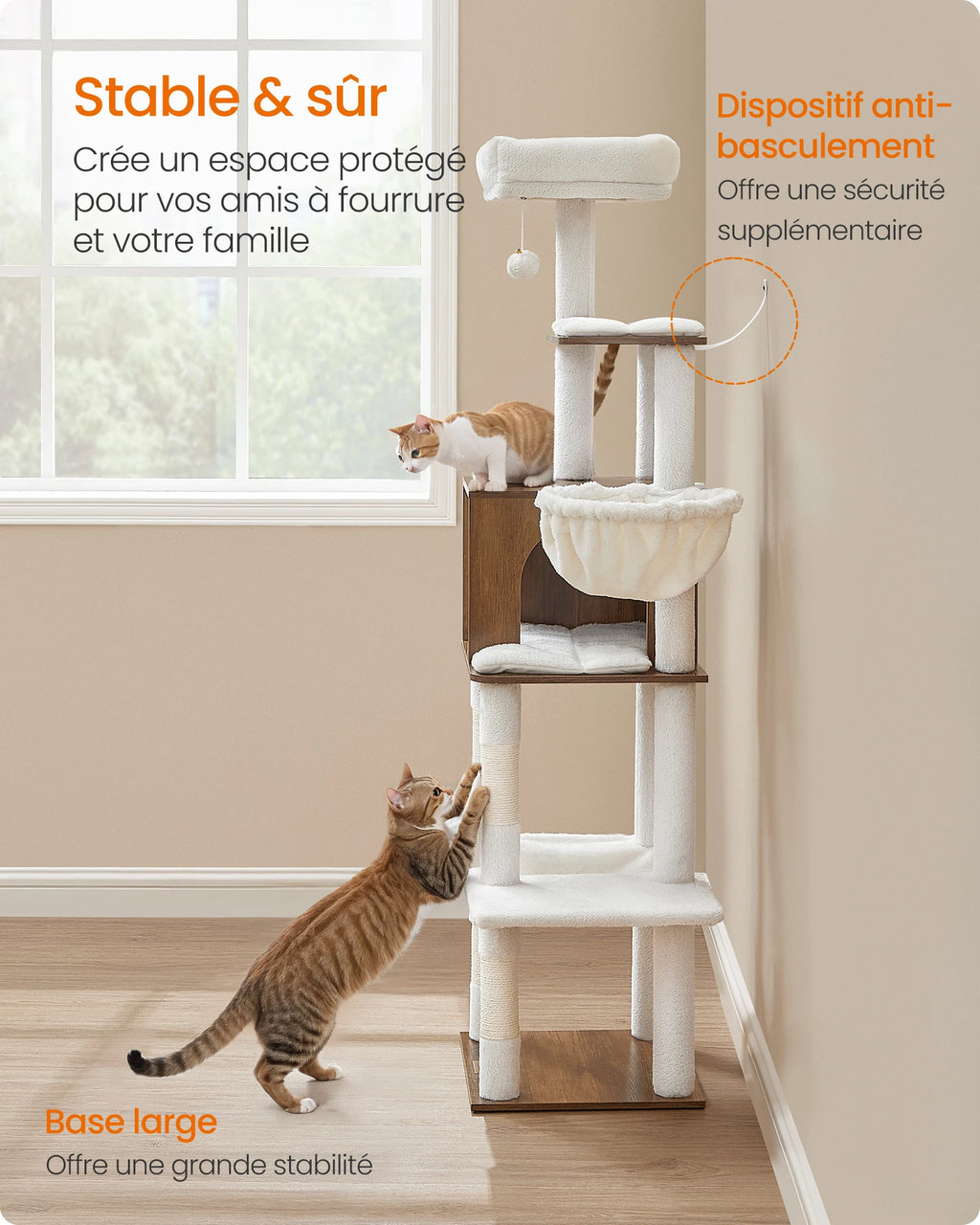 Arbre à Chat 165cm multi-niveaux marron - FELINDREA