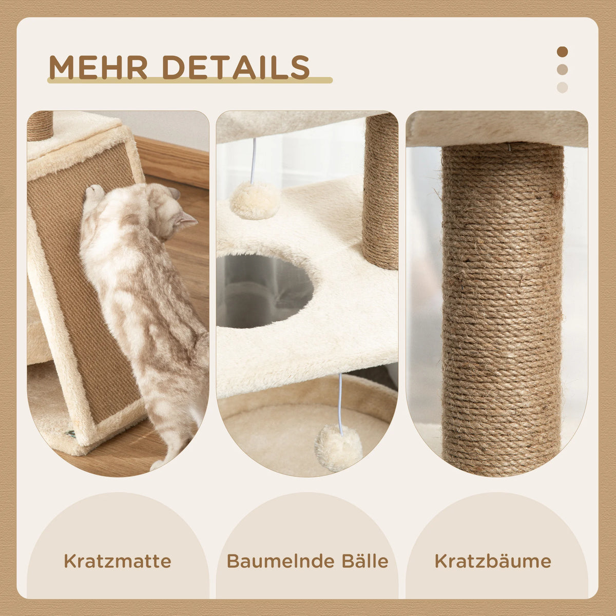 Arbre à Chat Design 76cm Crème - MOKA