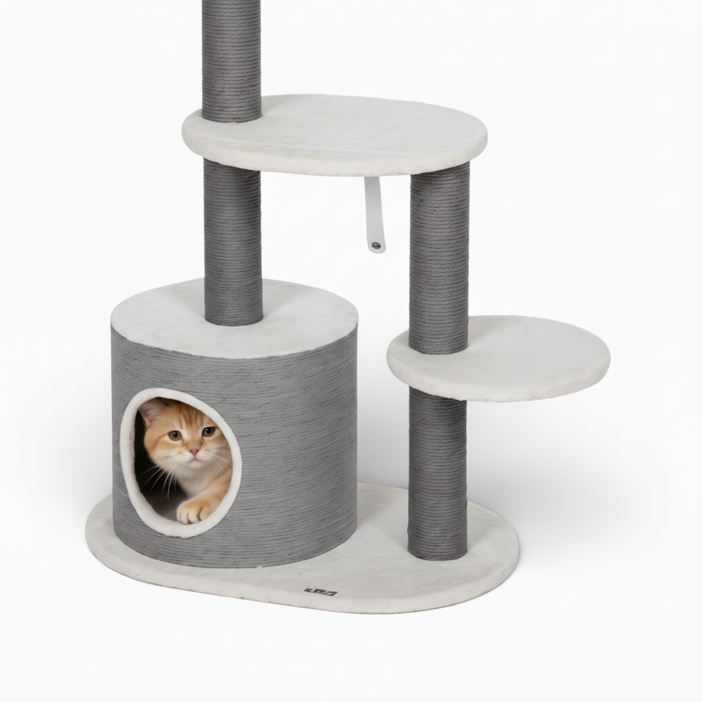 Arbre à Chat Design 98cm Gris & Blanc - Loki