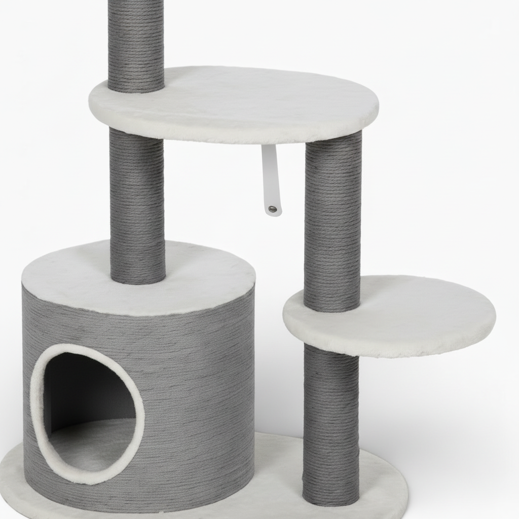 Arbre à Chat Design 98cm Gris & Blanc - Loki