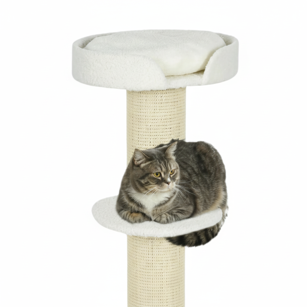 Arbre à Chat Griffoir 91 cm 2 Plateformes avec Panier Douillet - CREMA