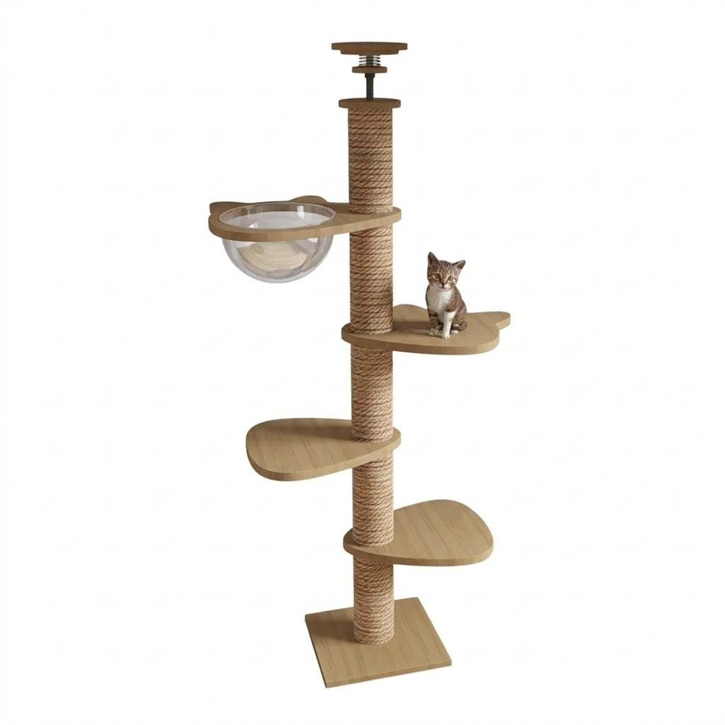 Arbre à chat du sol au plafond avec griffoir et hamac - Skyfe